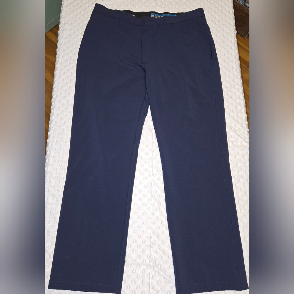 Roundtree & Yorke Performance Golf Pants Work Play 34x30 Navy Stretch